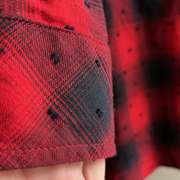 NWT 🌲 TOMMY HILFIGER RED/BLACK TEXTURED BUTTON DOWN LONG SLEEVE PLAID SHIRT 3X - Picture 6 of 10